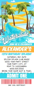 SEM-Waterpark/WaterSlide-wtr slide Text-Ticket Invite-yellow design preview