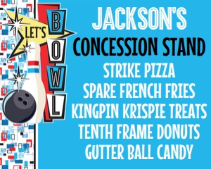 SEM-Bowling Concession Stand Sign–RED/blue: SEM-Bowling Concession Stand Sign–RED/blue