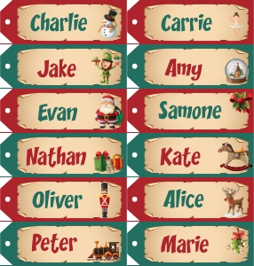 THC1776: Small Favor Tags x12: THC1776: xmas riddles