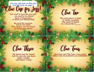 THC1777a: Clues 1-4: thc1777: Tricky Christmas Riddles