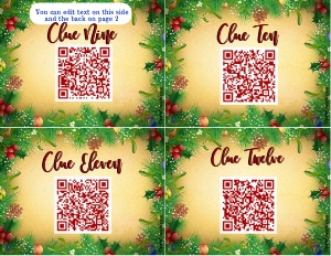 THC1777y: QR Clues 9-12: thc1777: Tricky Christmas Riddles
