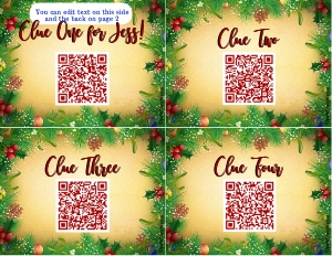 THC1777w: QR Clues 1-4: thc1777: Tricky Christmas Riddles