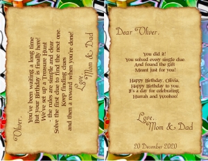 Message: Birthday: THC1747 OUTDOOR puzzle clues