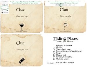 THC1720d: Extra Templates: THC1720: Outdoor Birthday Treasure Hunt