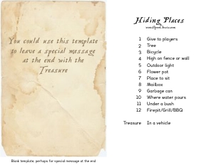 THC1747e: Hiding Places & Final Message: THC1747 OUTDOOR puzzle clues