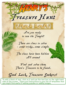 THC1779a: Start: THC1779 Outdoor Adventure Clues