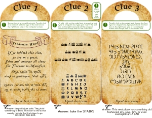 THC1786a: Hotel Clues 1-3: THC1786 HOTEL Treasure Hunt Clues