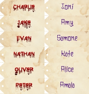 TTHC2704 Small Favor Tags x12: TTHC2704: Teams Creepy Clowns