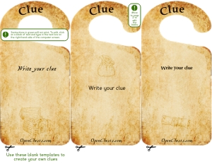THC1786g: Hotel Blank Clues: THC1786 HOTEL Treasure Hunt Clues