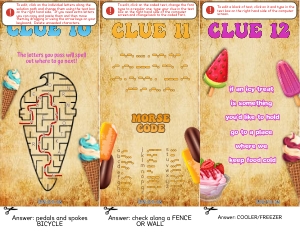 THC1813d: Ice Cream Clues 10-12: THC1813_Icecream_outdoor_puzzles