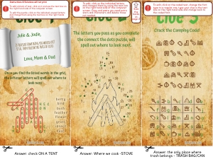 THC1814a: Camping Clues 1-3: THC1814 Camping Puzzle Clues