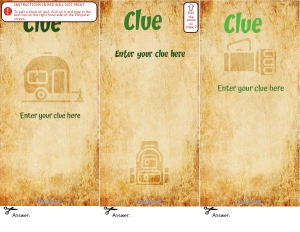 THC1814g: Camping - Blank Clues: THC1814 Camping Puzzle Clues