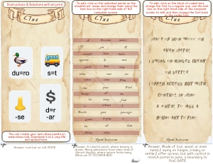 THC3101g: Clubhouse/Den Outdoor Extra Clues: THC3101 Indoor and Outdoor Puzzle Clues