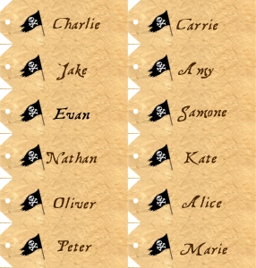 THC1818: Favor Tags: Pirate Treasure Hunt with puzzles that can be edited