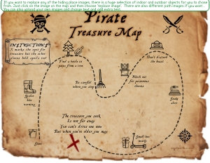 THC1818 Pirate Map: Pirate Treasure Hunt with puzzles that can be edited