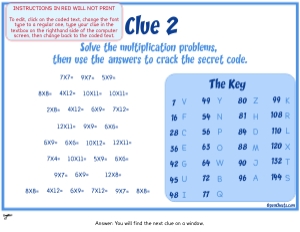 THC1761b: Maths Clue 2 Multiplication: Maths Game for older kids puzzle Scavenger Hunt Clues