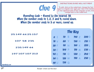 THC1761i: Maths Clue 9: Maths Game for older kids puzzle Scavenger Hunt Clues