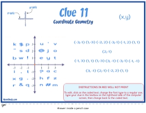 THC1761k: Maths Clue 11 Coordiantes: Maths Game for older kids puzzle Scavenger Hunt Clues