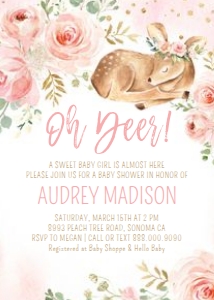 Baby Deer Girl Invitation Oh Deer design preview