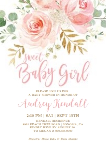 BlushPinkFloral Invitation Bundle Sweet Baby Girl design preview