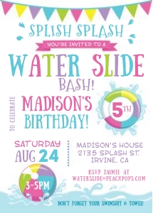Ed33 Splash Water Slide Birthday Bash Invitation (Pink) design preview