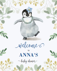 Penguin Welcome Sign Boy design preview