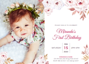 1st Birthday Invitation - Dusty Pink 57: 1st Birthday - Gold&Dusty Pink