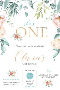 Mint&Gold - Invite 4x6": MG19 Portrait - Invites