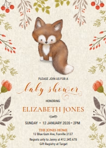 Fox Baby Shower Invitation - 5x7" design preview