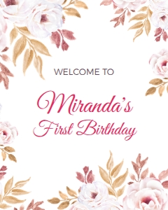 Miranda - Welcome Sign 20x16": Floral Welcome Sign - MIRANDA