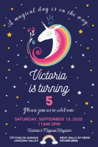 Blue Unicorn Invitation - 4x6": Blue Unicorn Invitation