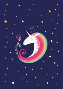 Blue Unicorn Backside - 5x7": Blue Unicorn Invitation
