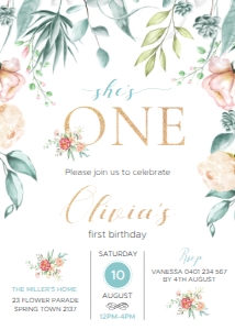 Mint&Gold - Invite 5x7": MG19 Portrait - Invites