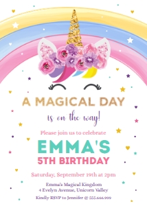Rainbow Unicorn - Invite 5x7": Rainbow Unicorn Invite