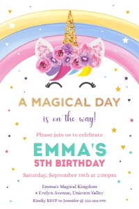 Rainbow Unicorn - Invite 4x6": Rainbow Unicorn Invite