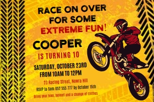 Dirty Bike Invitation - 4x6": Motocross Birthday Invitation