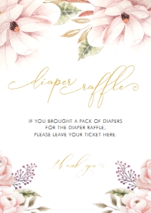 Floral Diaper Raffle Sign A4 - FLB19: Floral BS Diaper Raffle Sign + Ticket