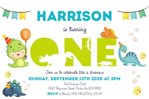 ONE Dinosaur Invitation design preview