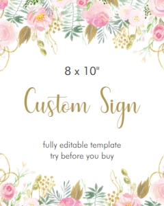 Floral Custom Sign 8x10" design preview