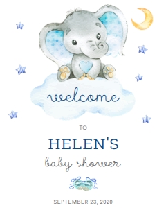 Blue Elephant Welcome Sign design preview