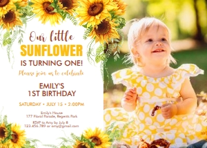 Sunflower Bday Invite - 7x5: Sunflower Bday Invitation