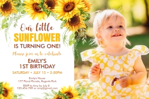Sunflower Bday Invite - 6x4: Sunflower Bday Invitation