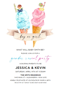 Ice-Cream Gender Reveal Invitation design preview
