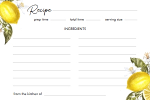 Recipe Card - Lemon 4x6" design preview