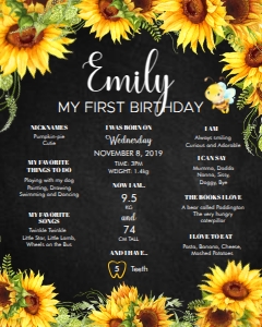 Sunflower Blk Chalkboard Milestone design preview