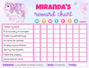 Unicorn Reward Chart design preview