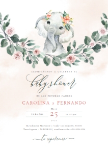 307 INVITACION BABY SHOWER ELEFANTE NIÑA: 5792073416865