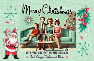 HOL7040 PRINTED HOLIDAY PHOTO CARD: HOL704FC_mid_century_holiday_photo_PRINTED
