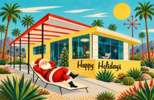 36936 PALM SPRINGS SANTA PRINTED CARD: 36936 PRINTED