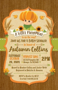 SW4562 PRINTED INVITE: DI-4562FC_Little_Pumpkin_Baby_PRINTED